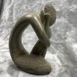Mid Century Soapstone Kneeling Man Sculpture