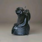 Black Soapstone Eskimo Aardvark Mother and Child