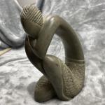 Mid Century Soapstone Kneeling Man Sculpture