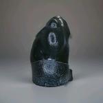 Black Soapstone Eskimo Aardvark Mother and Child