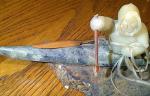 Alaskan Inuit Soapstone Kayak and Hunter Carving