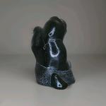 Black Soapstone Eskimo Aardvark Mother and Child