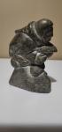 Inuit Soapstone Figure Holding Fish Sculpture