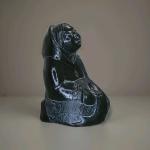 Black Soapstone Eskimo Aardvark Mother and Child