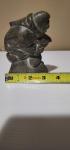 Inuit Soapstone Figure Holding Fish Sculpture