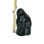 Black Soapstone Eskimo Aardvark Mother and Child
