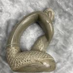 Mid Century Soapstone Kneeling Man Sculpture