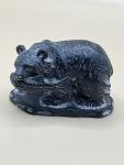 Soapstone Bear with Salmon Fish Sculpture