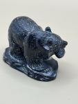 Soapstone Bear with Salmon Fish Sculpture