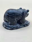 Soapstone Bear with Salmon Fish Sculpture
