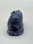 Soapstone Bear with Salmon Fish Sculpture