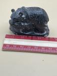 Soapstone Bear with Salmon Fish Sculpture