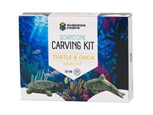 Soapstone Carving Kit: Turtle & Orca Sculptures
