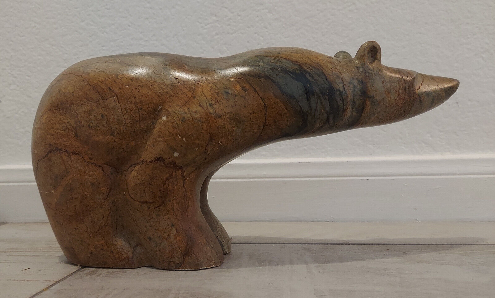 Inuit Soapstone Bear Carving: Vintage Collectible (14lbs)