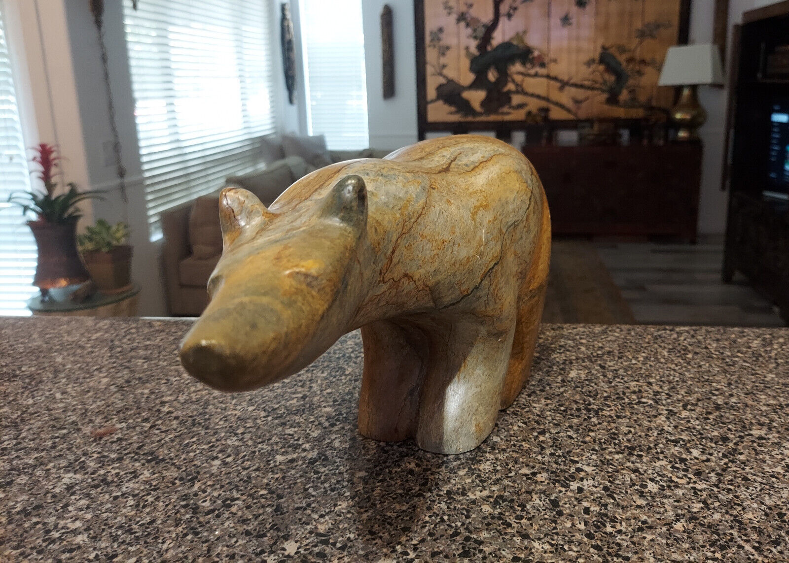 Inuit Soapstone Bear Carving: Vintage Collectible (14lbs)