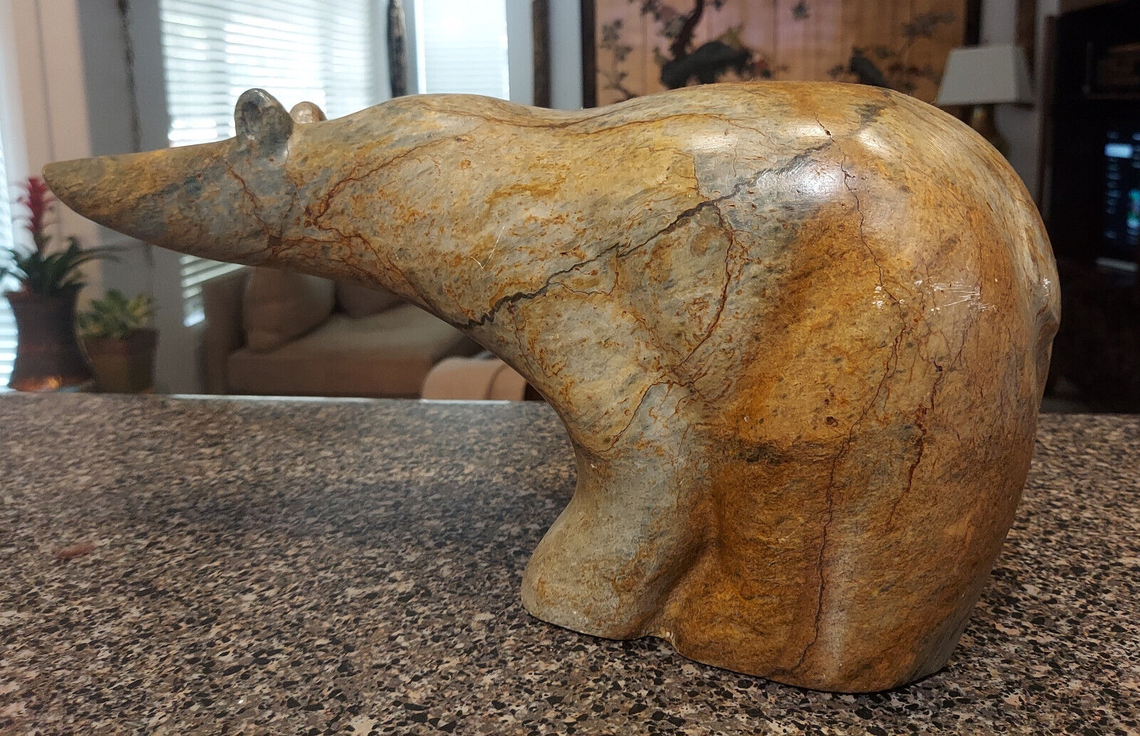Inuit Soapstone Bear Carving: Vintage Collectible (14lbs)