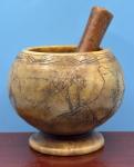 Vintage Soapstone Mortar & Pestle with Landscape Design