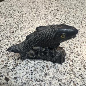 Inuit Soapstone Salmon Carving by Jolin