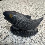 Inuit Soapstone Salmon Carving by Jolin