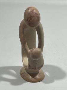 Hand Carved Soapstone Parent and Child Sculpture