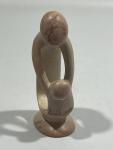 Hand Carved Soapstone Parent and Child Sculpture