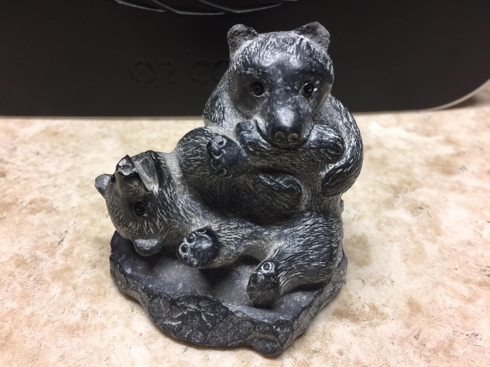 Original Al Wolf Soapstone Sculpture of Bears