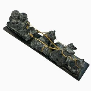 Hand Carved Soapstone Wolf Sculpture - 13