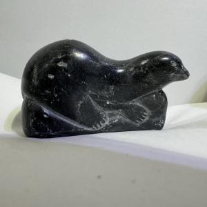 Soapstone Sea Otter Inuit Carving 4”