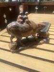 Colorful Soapstone Sculpture of Water Buffalo Boys