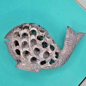 Soapstone Mother Whale with Baby Sculpture 7