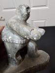 Signed Inuit-Style Seal Hunter Soapstone Carving