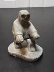 Signed Inuit-Style Seal Hunter Soapstone Carving