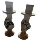 Hand Carved Soapstone Tribal Candle Holders Set