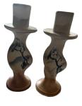 Hand Carved Soapstone Tribal Candle Holders Set