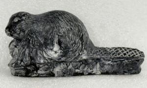 Beaver Wolf Sculpture - Inuit Style Soapstone Art