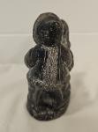Wolf Soapstone Eskimo Sculpture: Man, Woman, Seal