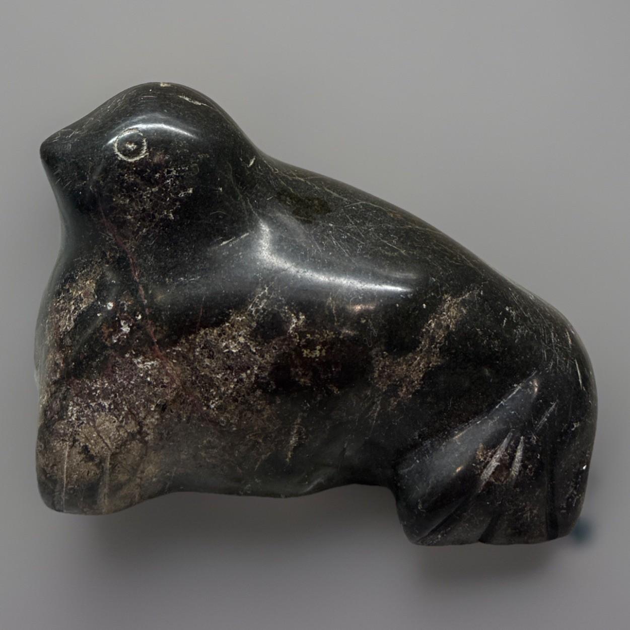 Soapstone Eskimo Seal Carving with Etched Face