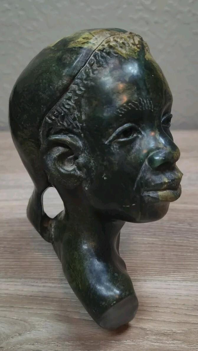 Zinbawe Green Soapstone Bust of Black Woman