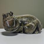 Vintage Hand-Carved Soapstone Hippo from Zimbabwe