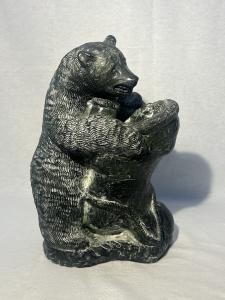 12” Inuit Soapstone Wolf and Bear Carving