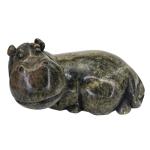 Vintage Hand-Carved Soapstone Hippo from Zimbabwe