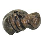 Vintage Hand-Carved Soapstone Hippo from Zimbabwe