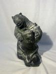 12” Inuit Soapstone Wolf and Bear Carving