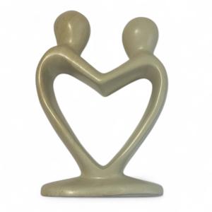 Kenyan Soapstone Heart Couple Sculpture - 6