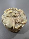 Hand Carved Soapstone Trinket Box with Lion Design