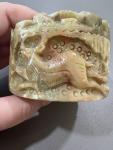 Hand Carved Soapstone Trinket Box with Lion Design