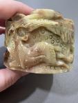 Hand Carved Soapstone Trinket Box with Lion Design