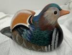 Painted Soapstone Mandarin Duck Figurine Decor