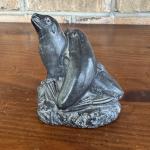 Inuit-Style Soapstone Seal Sculpture, Signed Art