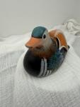 Painted Soapstone Mandarin Duck Figurine Decor